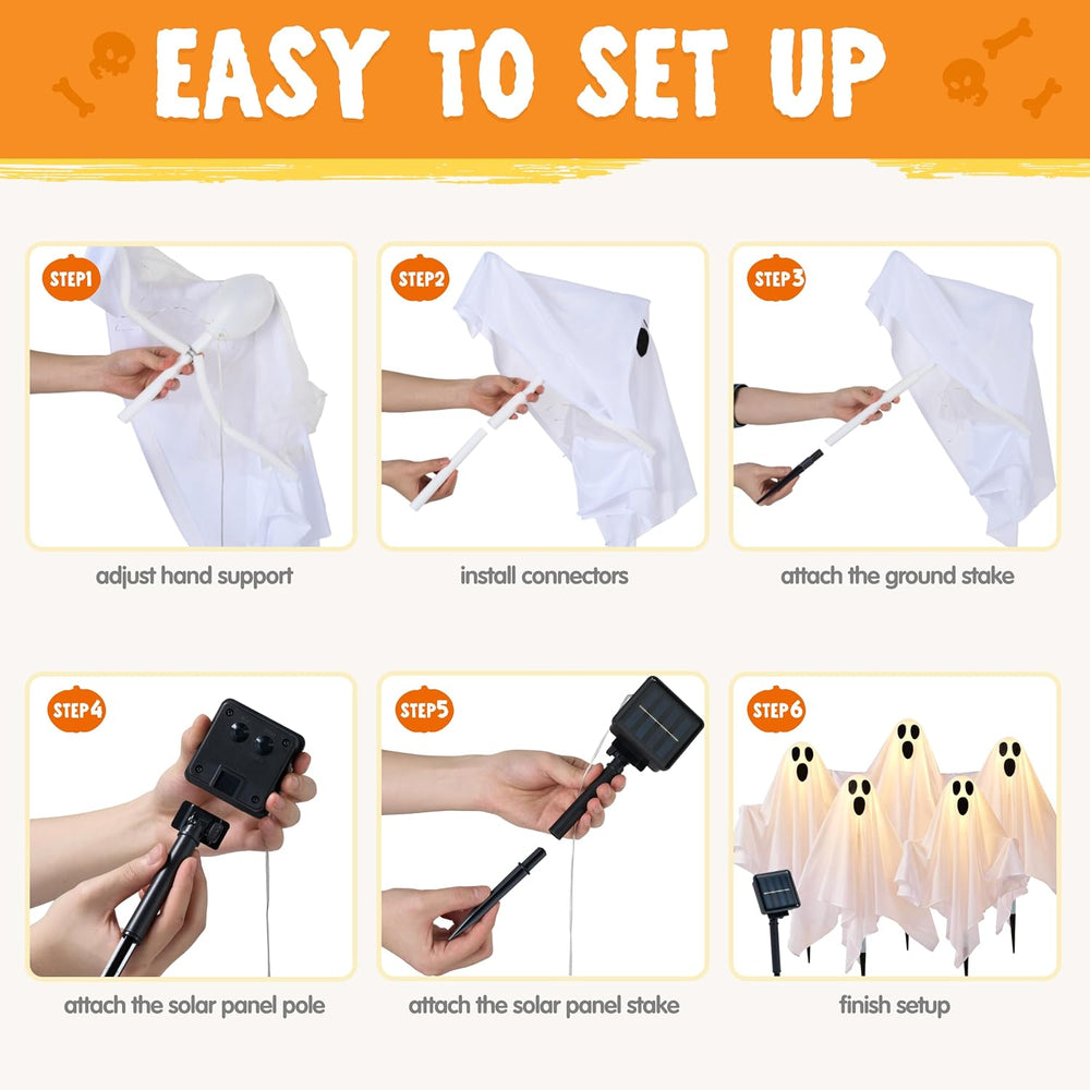 JOYIN 5 Packs Halloween Solar Ghost Lights Outdoor Decorations, Yard Stake Sp...