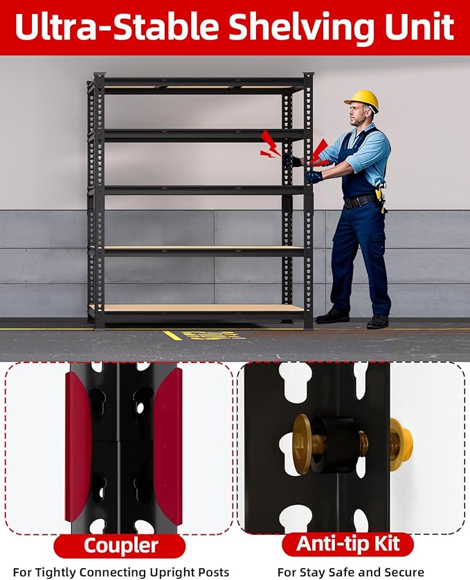 PrimeZone Heavy Duty Garage Storage Shelves (4PCS)