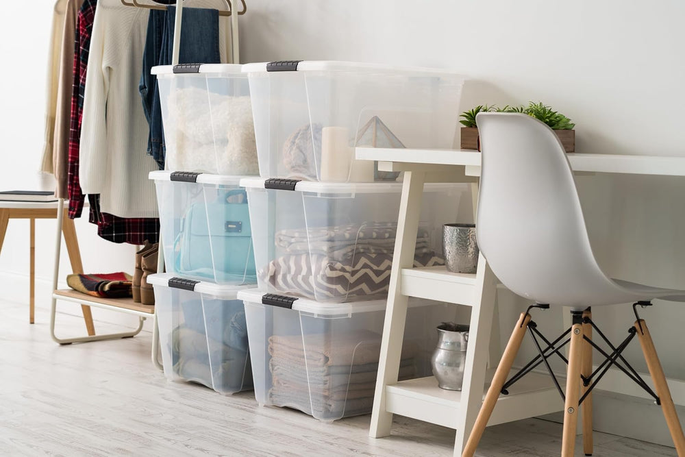 IRIS USA 6-Pack 54 Quart Storage Bins with Lids, Clear