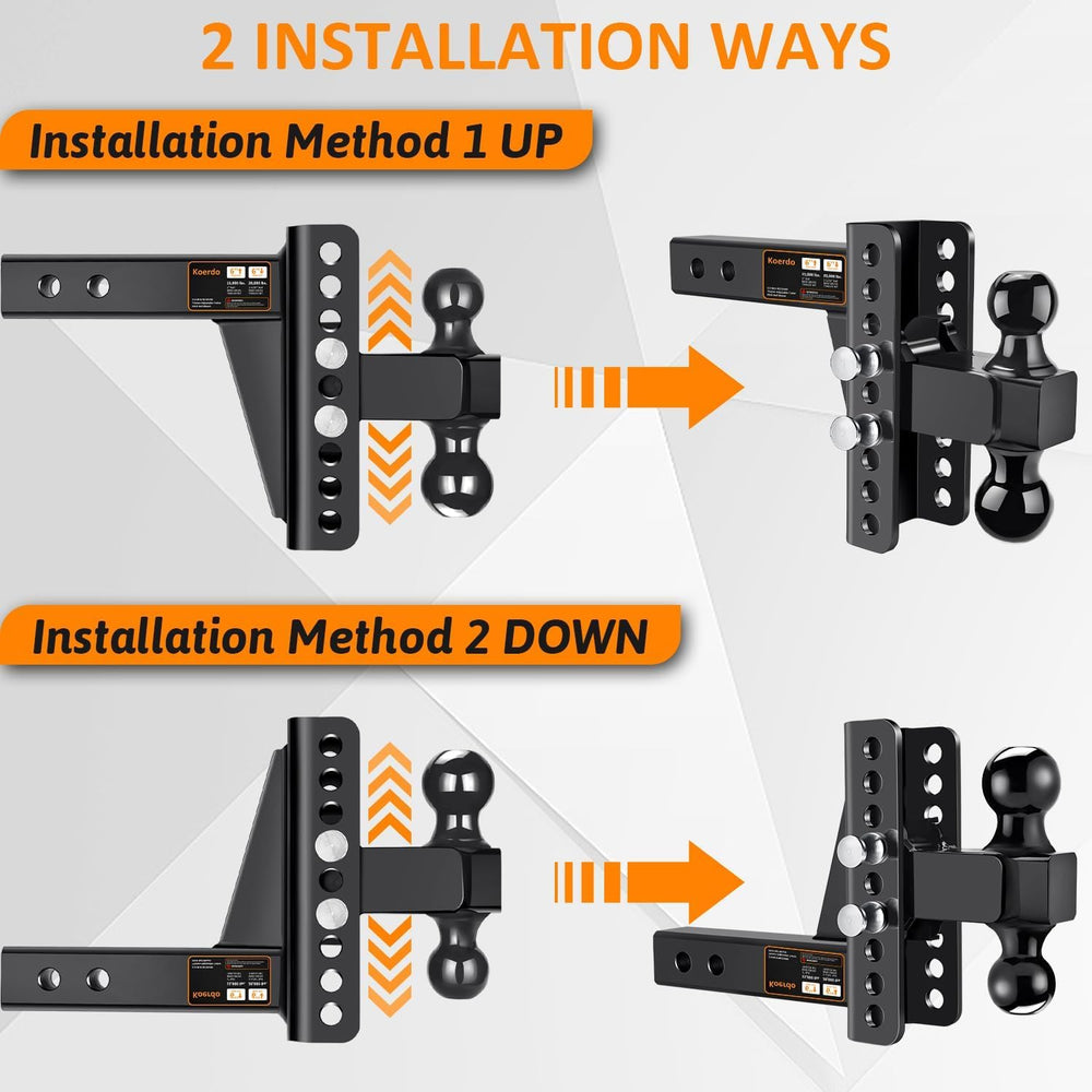 Adjustable Trailer Hitch -Drop Hitch-Tow Hitch with 2 inch Receiver-6inch Dro...