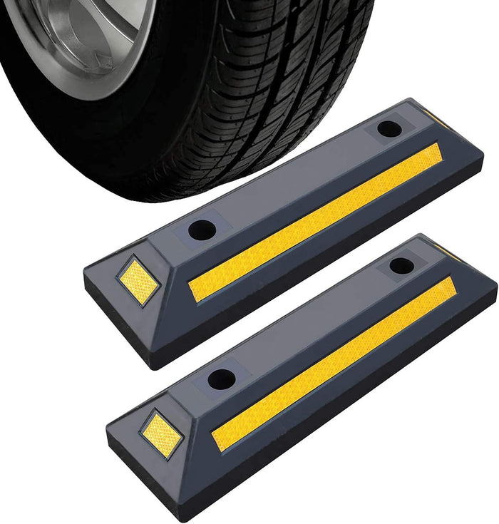 2 Pack Rubber Parking Guide Blocks Heavy Duty Wheel Stop Stoppers