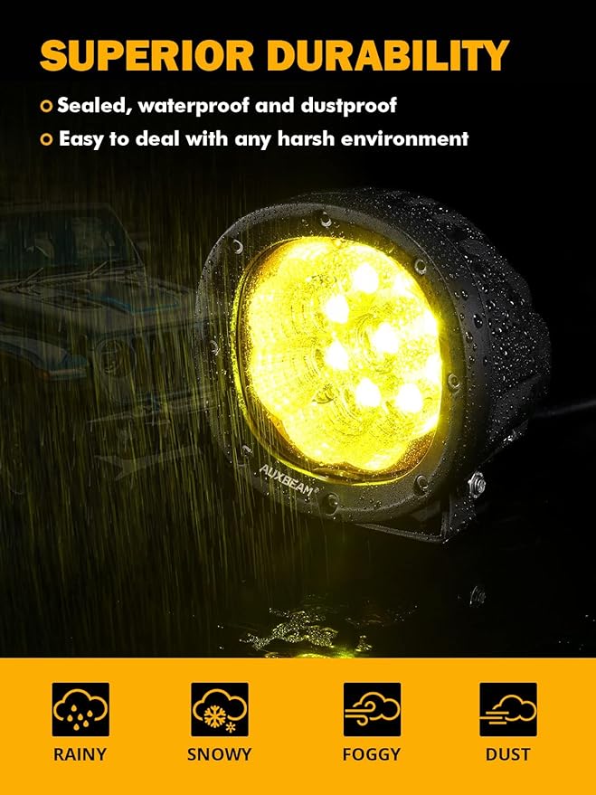 Auxbeam 4 Inch Amber Round LED Driving Light