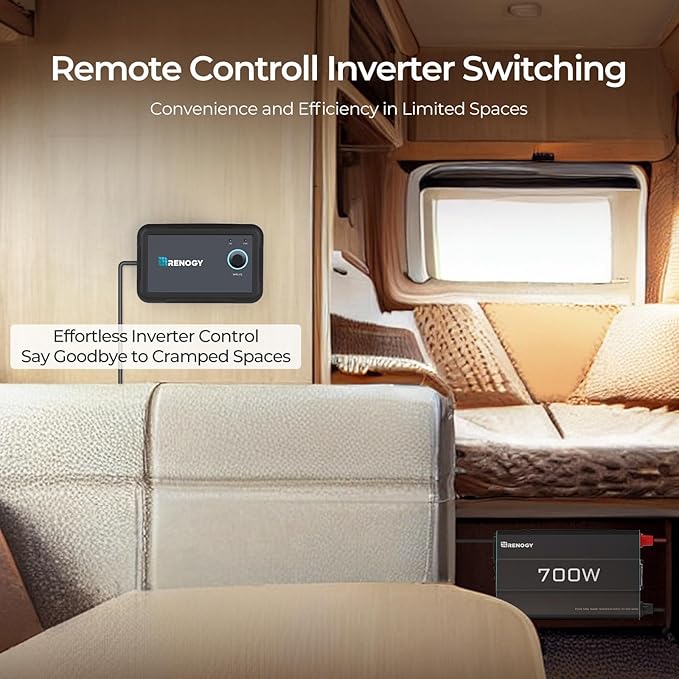 Renogy Inverter P2 700W Pure Sine Wave Inverter 12V DC to 120V AC, Off-Grid