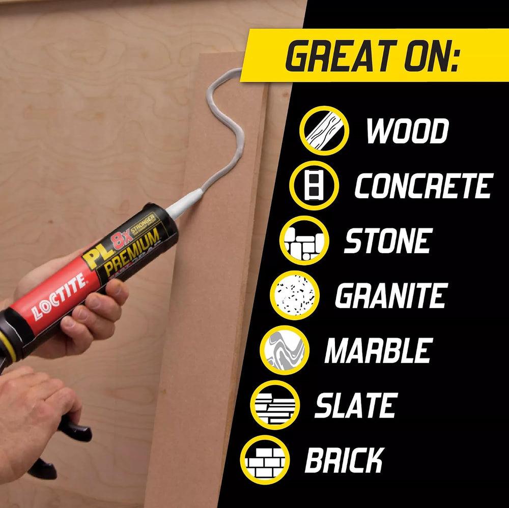 Loctite PL Premium Fast Grab Polyurethane Construction Adhesive, 10 fl oz Car...
