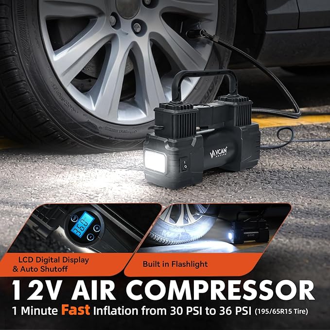 Car Emergency Kit with Portable Air Compressor, First Aid Kit, Jumper Cables