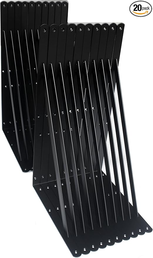 20 Pack L20 x H 12" Black Heavy Duty Shelf Brackets