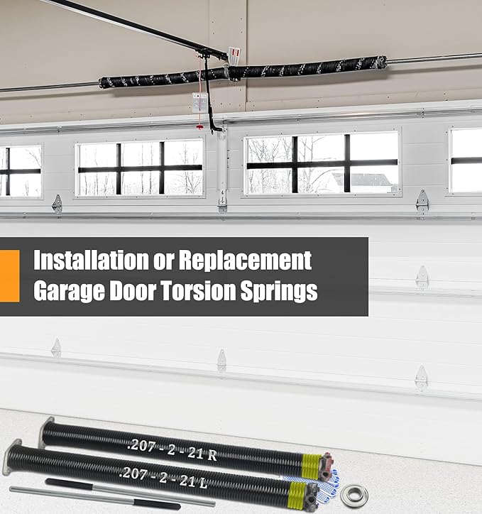 Garage Door Torsion Spring Set, Pair of 2" Electrophoresis Coated Garage...