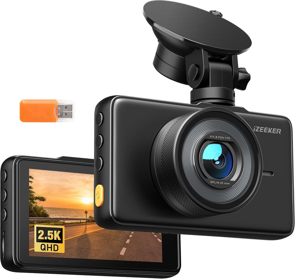 iZEEKER 2.5K Dash Cam Front, 1440P QHD Car Camera with 3" IPS Display