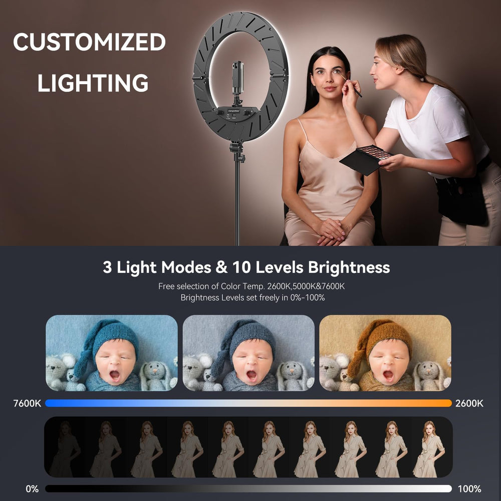 18 Inch Ring Light Kit, 55W6700k Dimmable LED Light, Tripod Stand, Remote Con...