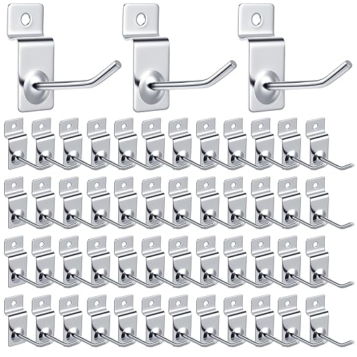 Moxweyeni 100 Pcs Heavy Duty Slatwall Panel Hooks Hanging Metal Slat Wall