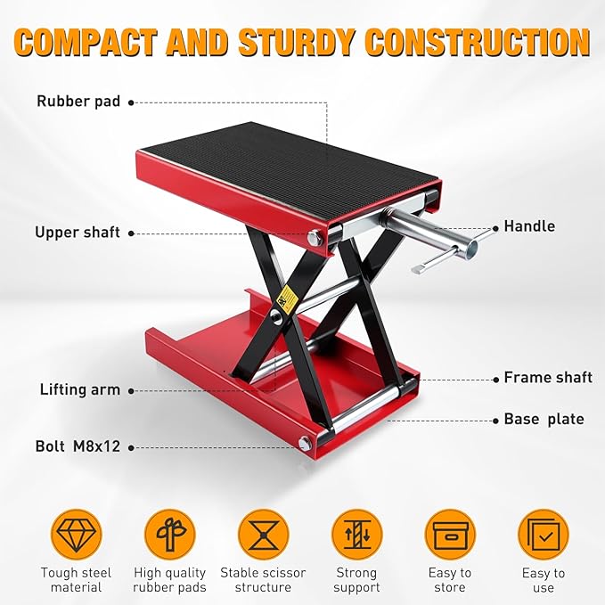 Nilight Motorcycle Lift Jack 1100 LBS Scissor Jack Stand Lift from 3.4" ...