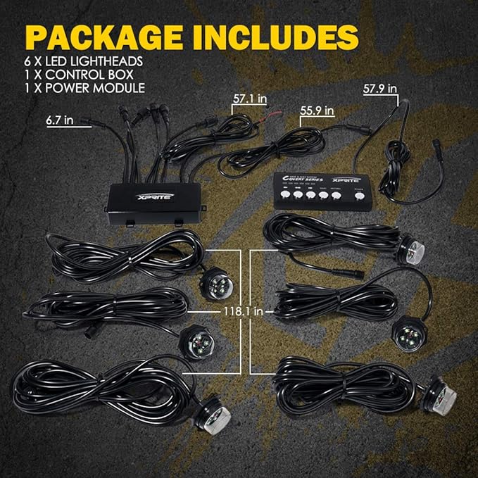 Xprite Amber LED Hideaway Strobe Lights Kit 20 Flashing Patterns w/Control (6...