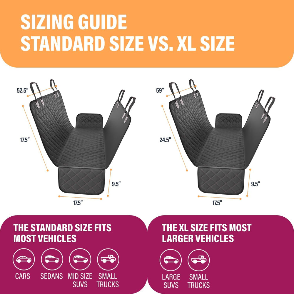 Active Pets Black Standard Dog Car Hammock Back Seat Cover, Waterproof Backse...