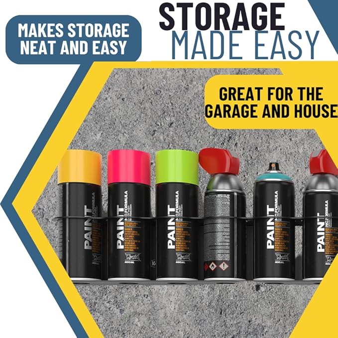 Koova 6 Aerosol Spray Can Holder | Easy Install Wall Mount | Heavy-Duty Powder