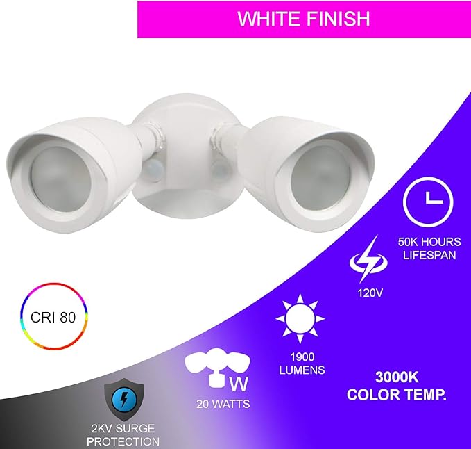 Ciata Flood Lights Outdoor, 20-Watt LED Bullet Head Security Flood Lights