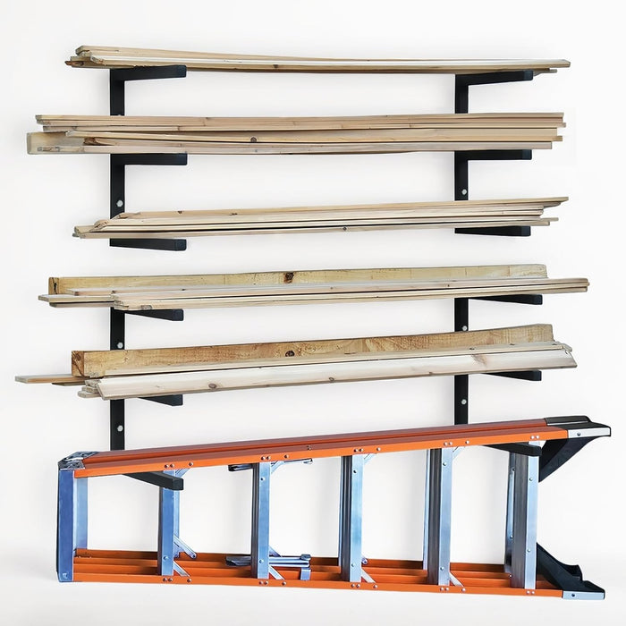 Wood Storage Racks with 3 Level, Garage Organizer Lumber Storage Rack Wall (4 Pack)
