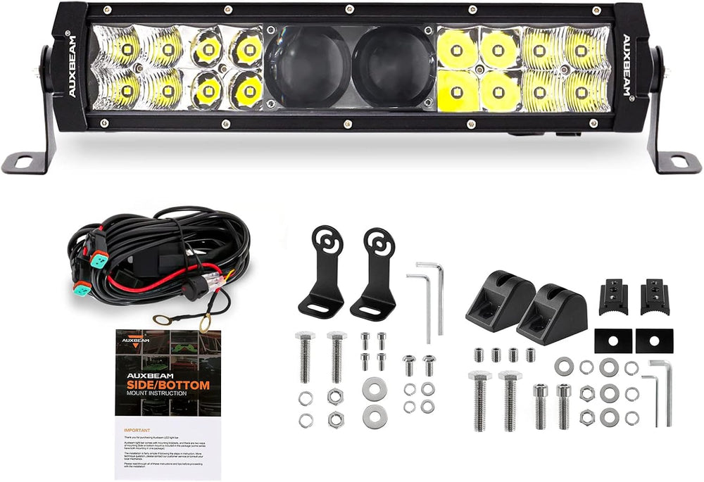 Auxbeam 12 in Led Light Bar 100W 12000LM 5D Pro Off Road Spot Flood Combo