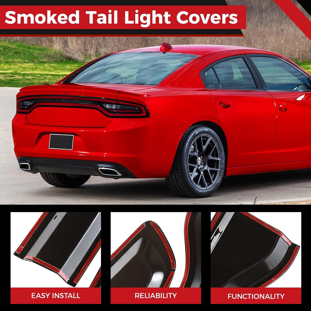 Taillight Protector Covers Compatible with Dodge Charger 2015-2024, ABS Smoke...