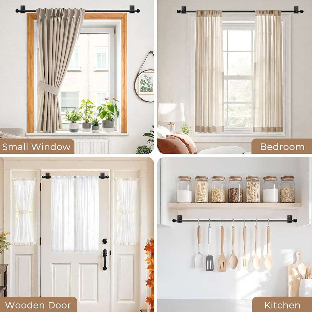 No-Drill Curtain Rod with Adhesive & Pin-Nail Mount System - Renter Frien...