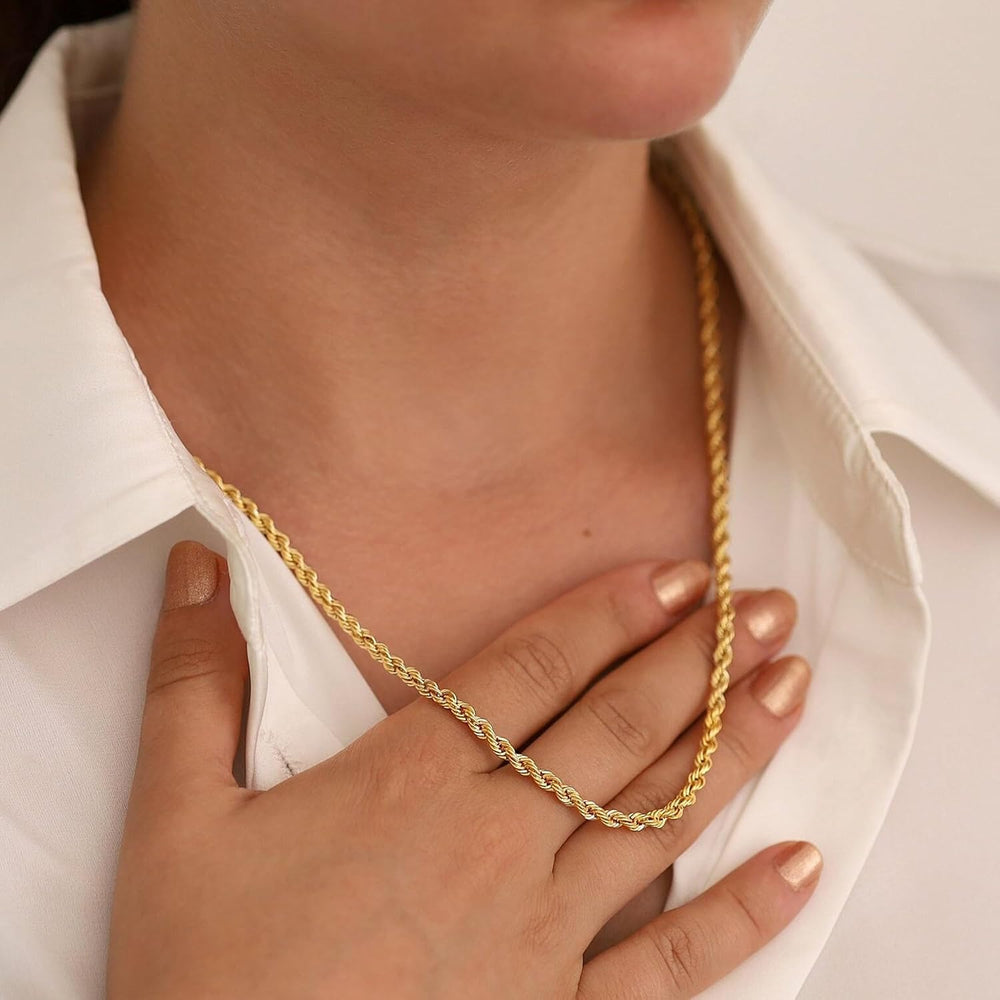 14K Gold Chain Necklaces for Women & Men, 1.5mm/2mm/2.5mm Simple Rope Lin...