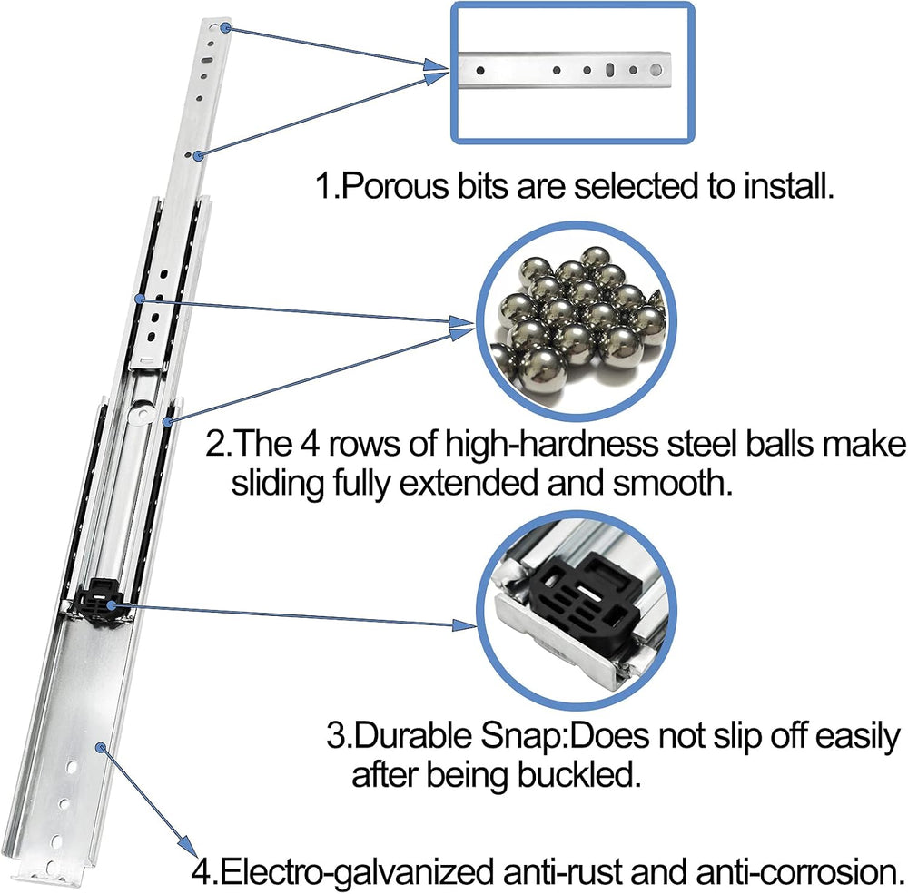 1 Pair 20 Inch 500 Lb Capacity Heavy Duty Drawer Slides with Screws,Side Moun...
