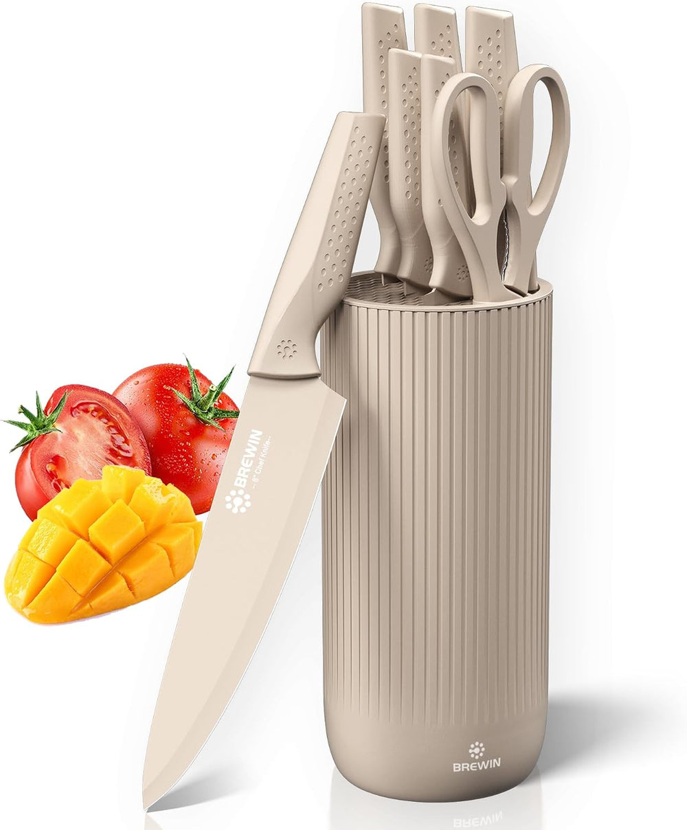 Brewin Knife Set, 8PC Kitchen Knife Set with Universal Block and Scissors