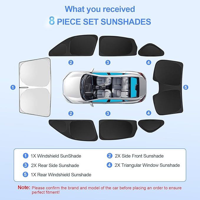 8pcs Car Window Shades for 11th Gen Honda Civic 2022-2025 Accessories,
