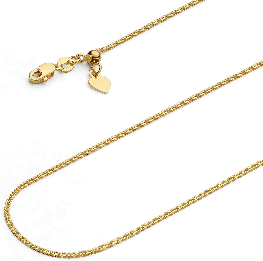 14k REAL Yellow OR White Gold Solid 0.8mm Square Wheat Length Adjustable Chai...
