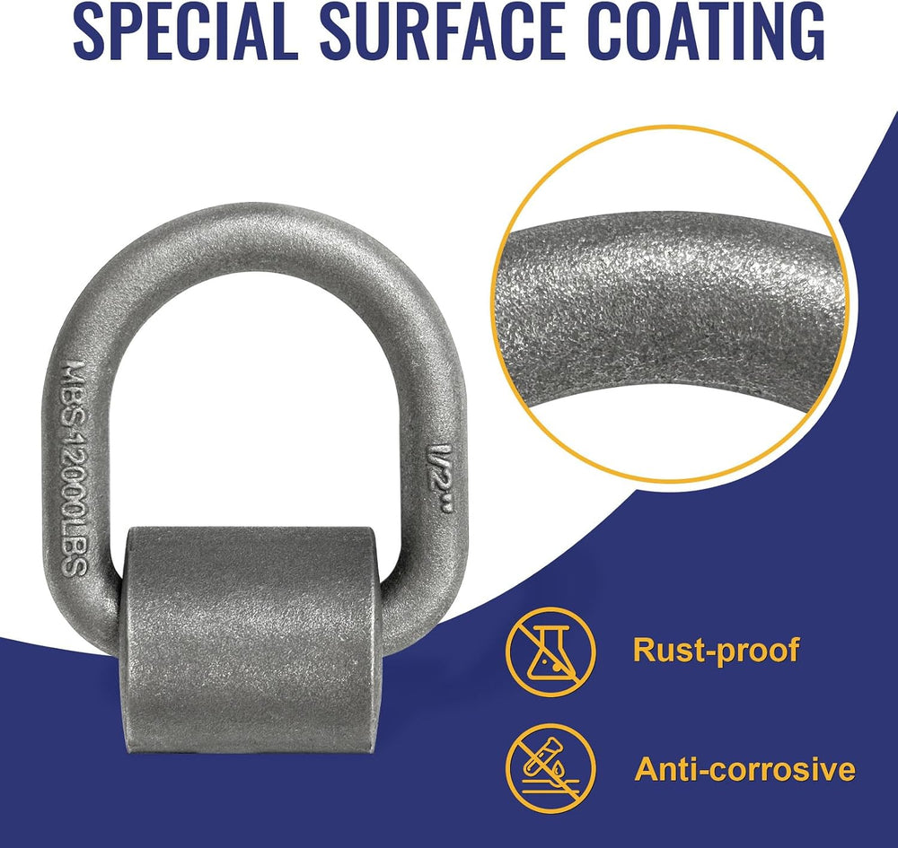 Grandroad auto 20 Pack Weld-On Forged D Ring, Heavy Duty 1/2" D-Ring Tra...