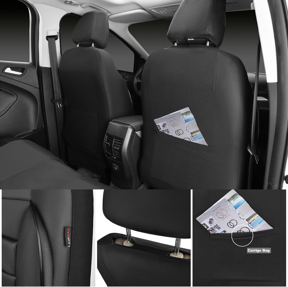 CAR PASS Leather Seat Covers Full Set Universal Water Resistant 3D Foam Back ...
