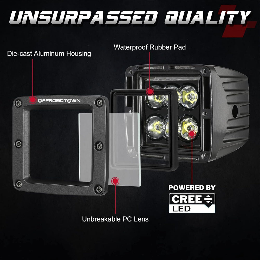 LED Cubes, OFFROADTOWN 3inch 120W CREE LED Pods Driving Lights Cubes Ditch Li...