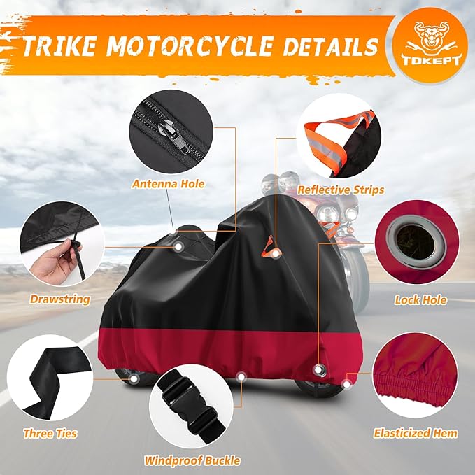 Trike Motorcycle Cover, Outdoor Waterproof Vehicle Cover