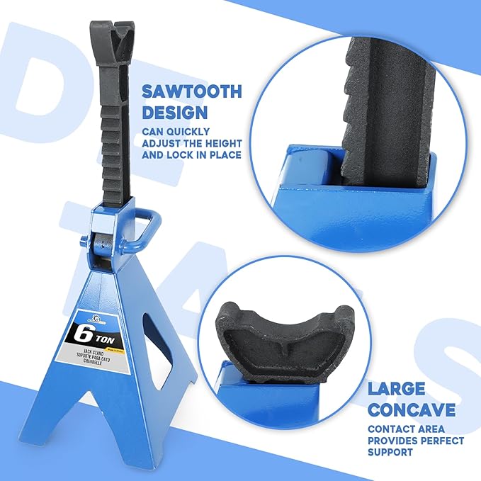 6 Ton Automotive Jack Stands, Heavy Duty Steel Car Lifting Stand