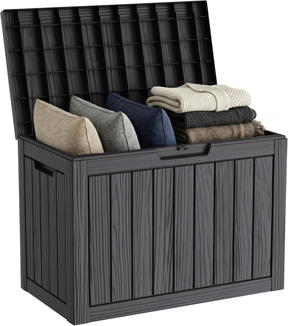 PatioZen 60 Gallon Outdoor Storage Box, Waterproof Patio Deck Box, Black