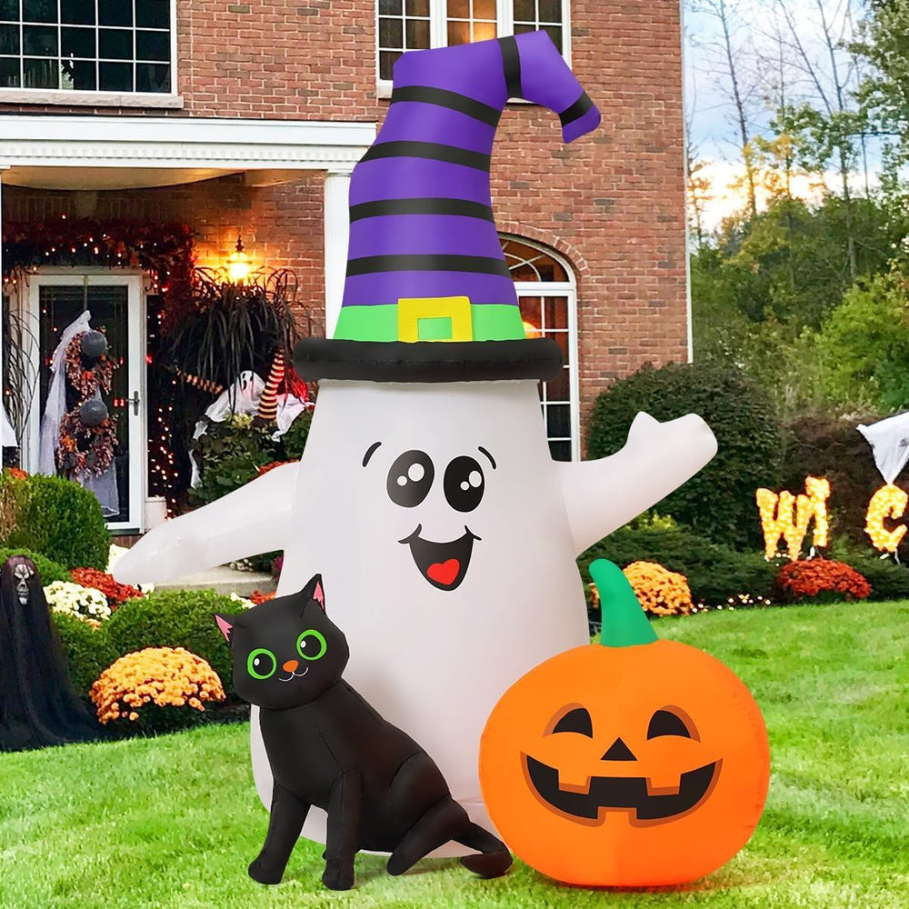 GOOSH 5FT Inflatable Halloween Cute Ghost with The Pumpkin Blow Up Inflatable...