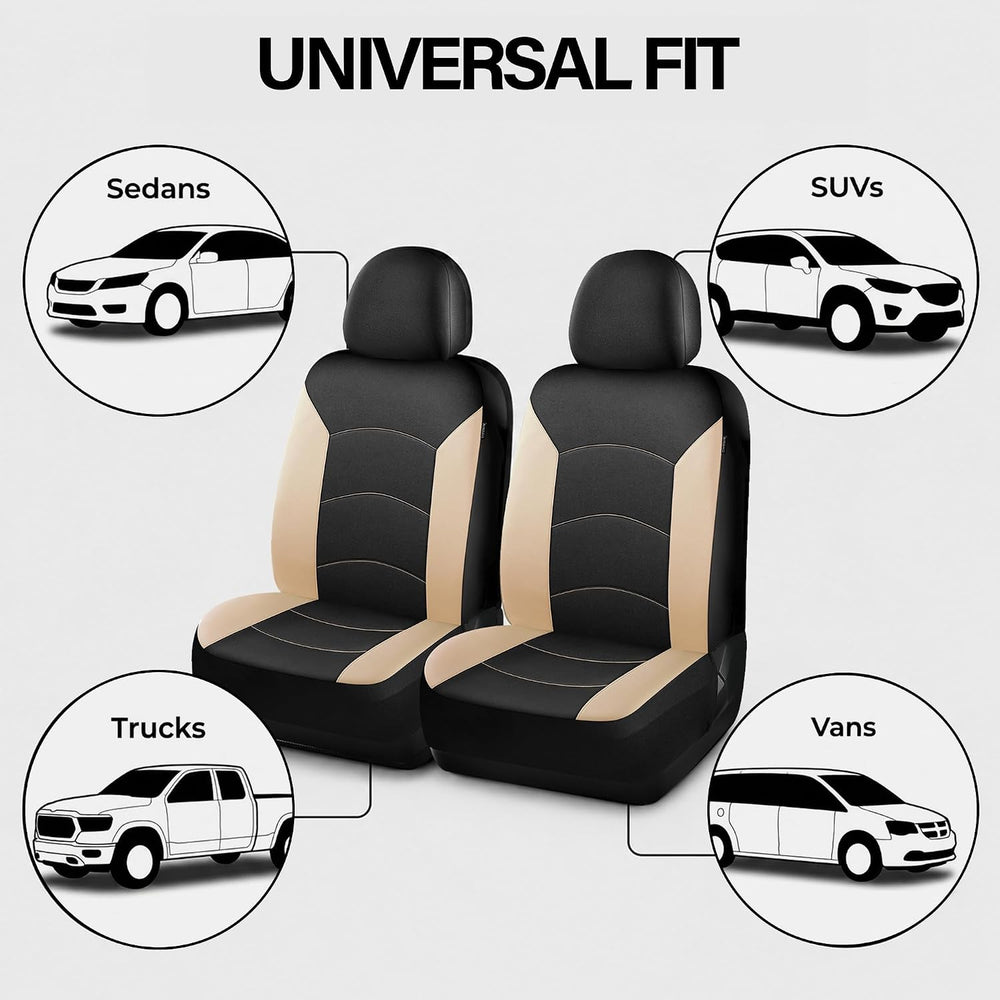 HChengkikz Front Car Seat Cover, Neoprene, Waterproof (Black + Beige)