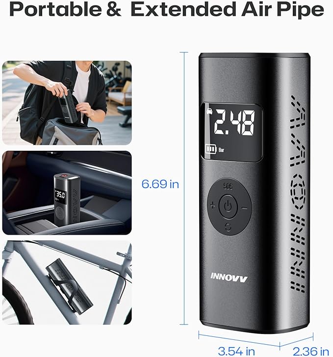 P1 Aluminum Tire Inflator Portable Air Compressor, 3X Faster 150PSI Cordless