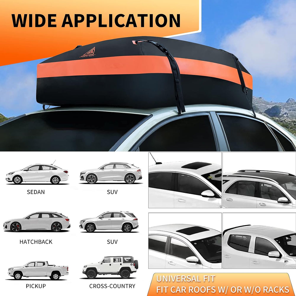 Car Rooftop Cargo Carrier Bag, 15 Cubic Feet Waterproof Heavy Duty 720D Car R...
