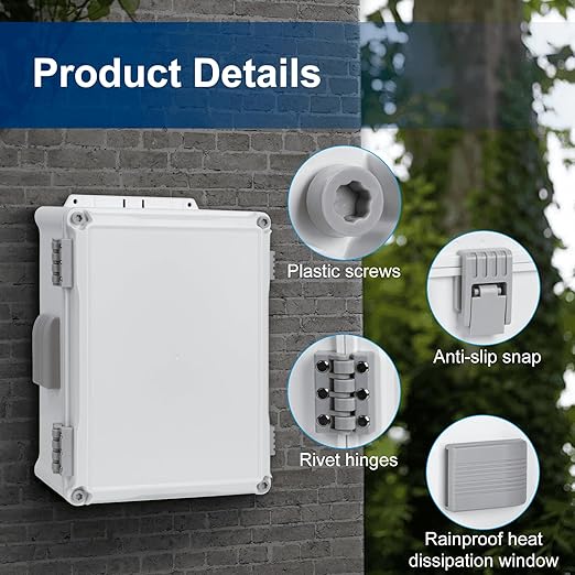 Outdoor Electrical Junction Box, ABS Water Resistant Enclosure