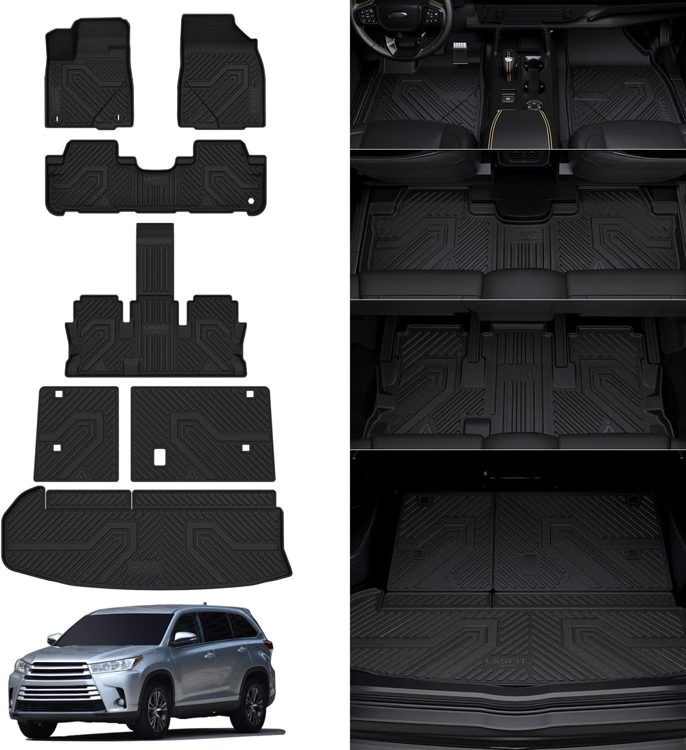 LASFIT Floor Mats&Trunk Mat for Toyota Highlander 2014-2019, All Weather TPE