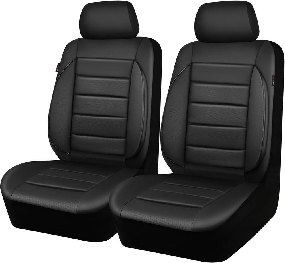 CAR PASS Faux Leather Car Seat Covers Front Seats Only, 3D Foam Support Car S...