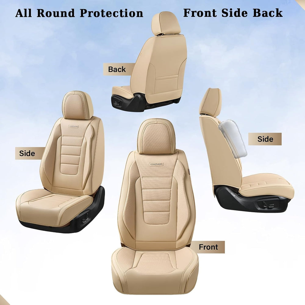 Coverado Car Seat Covers Front Seats, Car Seat Cover Beige, Car Seat Protecto...