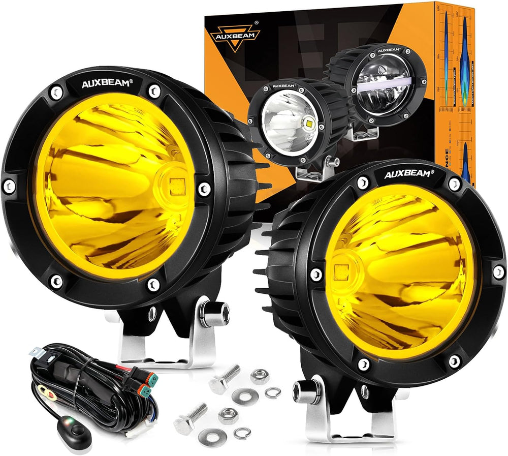 Auxbeam C4 Series 4In 72W LED Light Pod, Amber Round Spot Offroad Fog Light