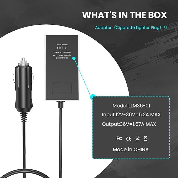 Car Charger/Car Power Adapter for Starlink Mini, 12V/24V/36V Cigarette Lighter