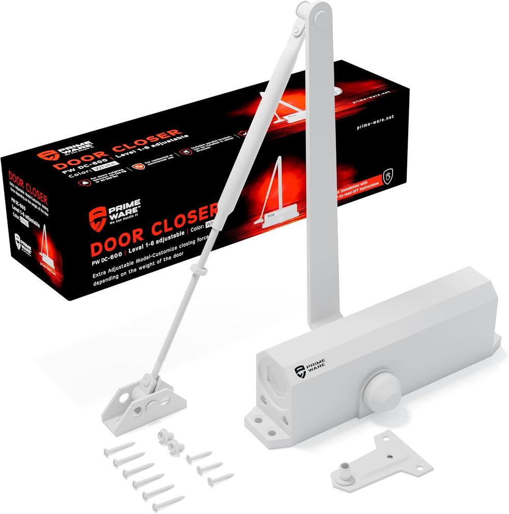 PrimeWare DC-600 Adjustable Automatic Door Closers for Home | Soft Close, No ...