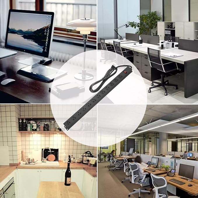 Metal Wall Mount Power Strip, Mountable Power Outlet