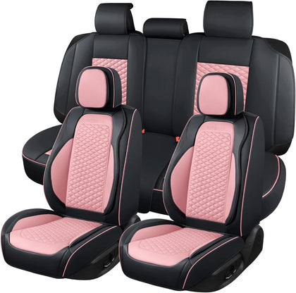 Seat Covers for Cars Full Set, Leather Seat Covers 2 Pack, Breathable Leather (5 Piece)