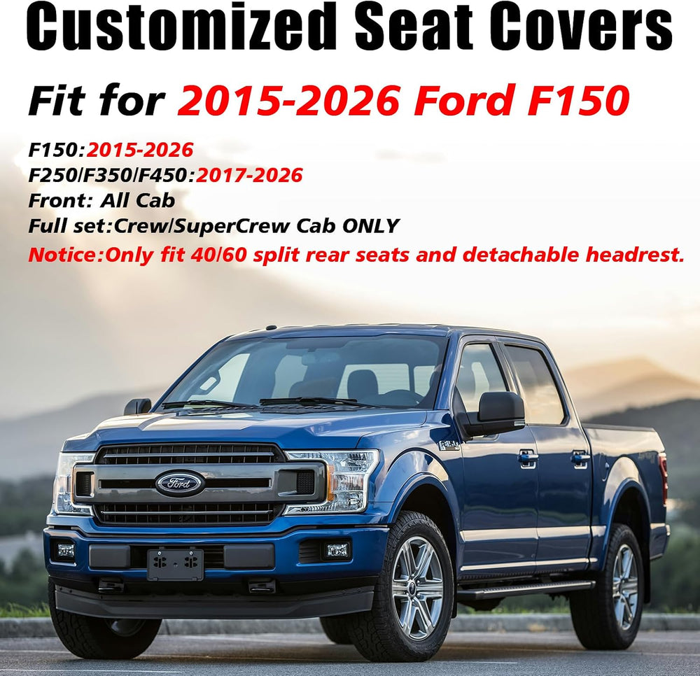 Coverado Leather Seat Covers Full Set Fit for Ford F150 F250 F350 F450, Water...