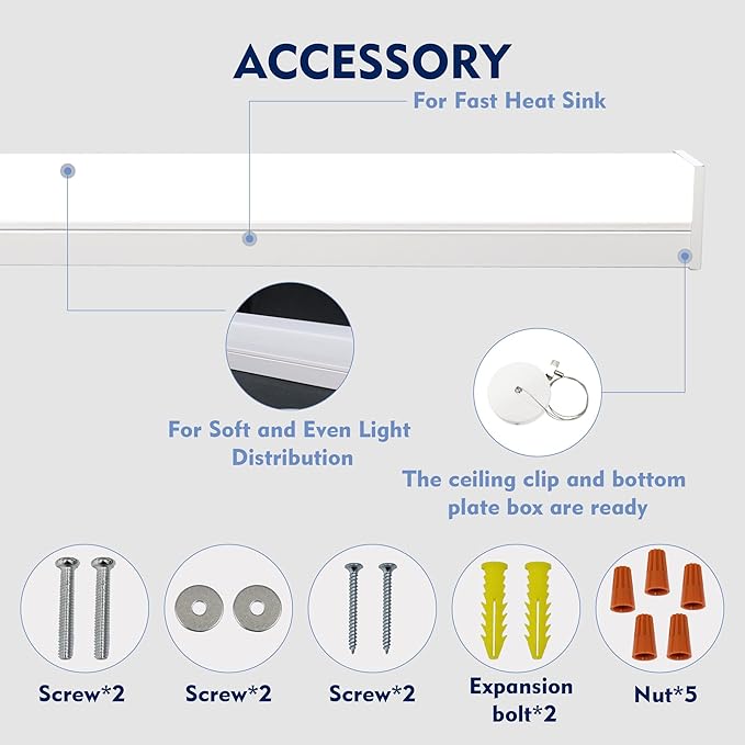 4FT LED Shop Light，Led Garage Ceiling Lights, LED Workbench Light，LED