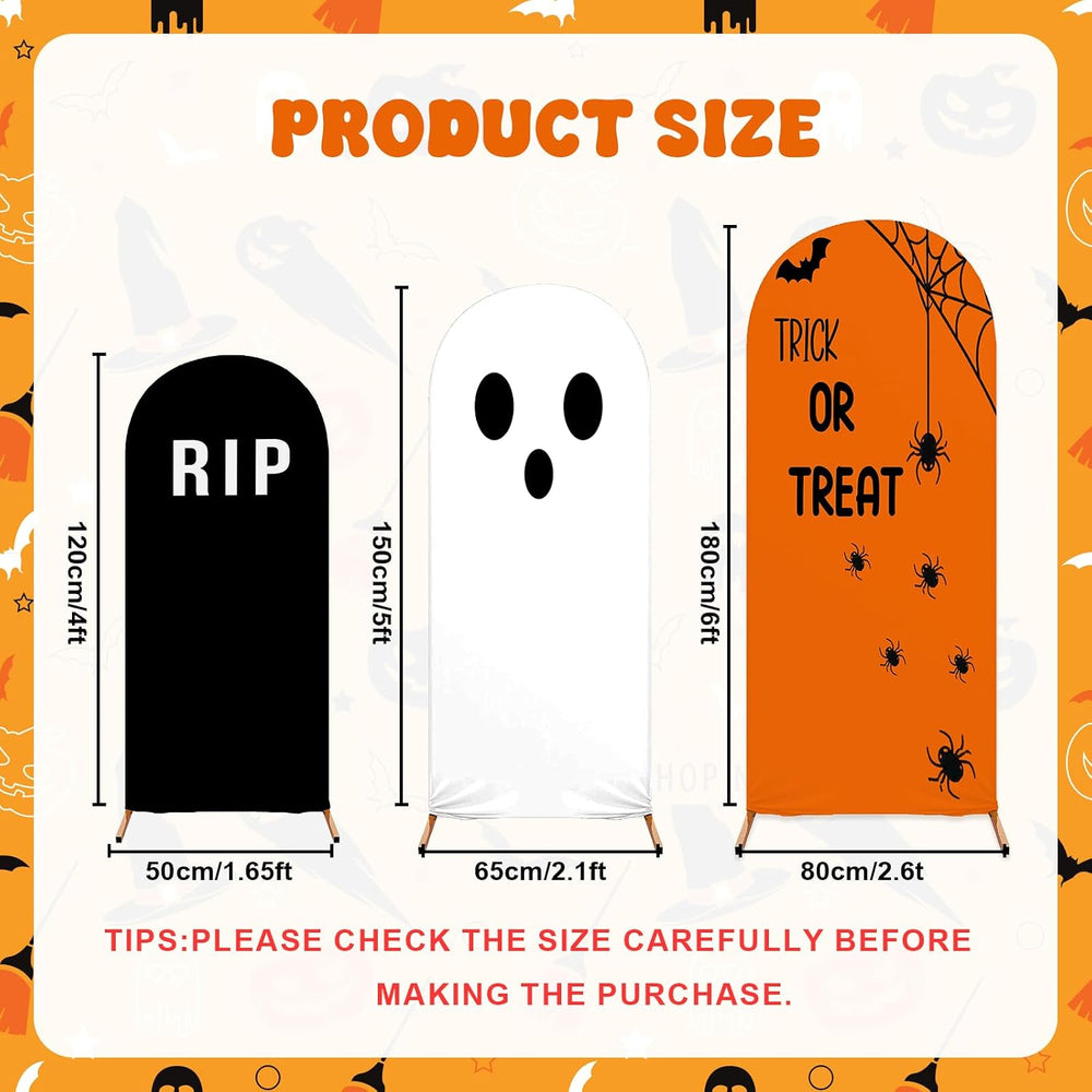 3 Pcs (6ft/5ft/4ft) Halloween Arch Backdrop Trick or Treat Decor Spider Ghost...
